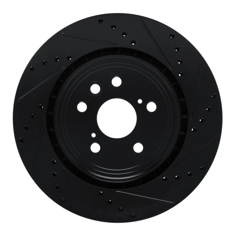 R1 Concepts 633-75066R, R1 20-25 Lexus RX350 Front Right Drilled & Slotted Black Brake Rotor