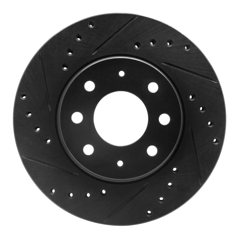 R1 Concepts 633-72018L, R1 90-93 Mitsubishi Galant Front Left Drilled & Slotted Black Brake Rotor