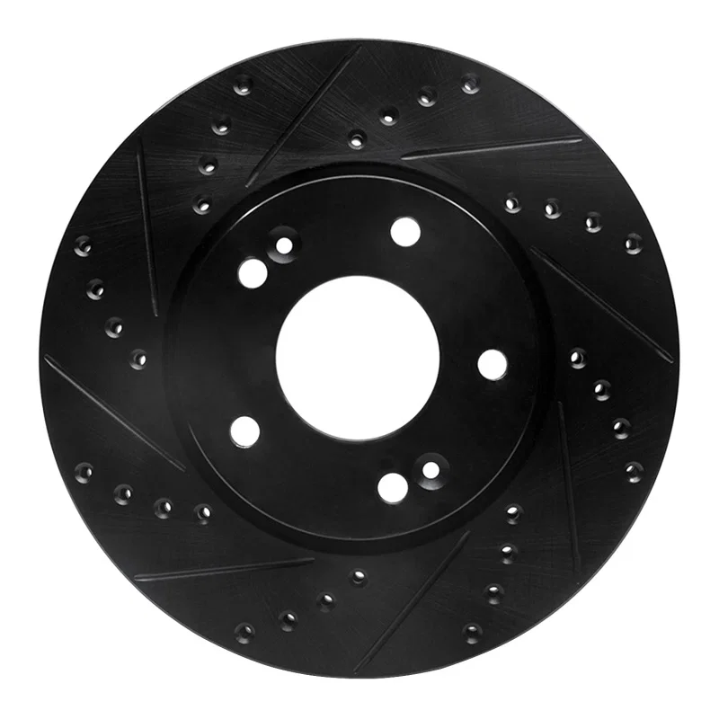 R1 Concepts 633-21011L, R1 10-13 Kia Forte Front Left Drilled & Slotted Black Brake Rotor
