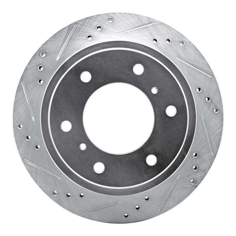 R1 Concepts 631-72058L, R1 00-06 Mitsubishi Montero Rear Left Drilled & Slotted Silver Brake Rotor