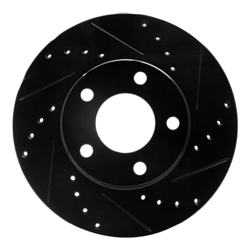 R1 Concepts 633-54033R, R1 94-04 Ford Mustang Front Right Drilled & Slotted Black Brake Rotor