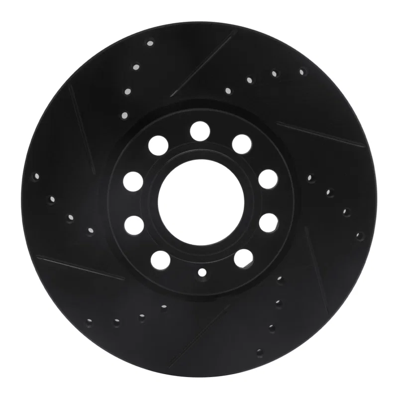 R1 Concepts 633-73041L, R1 92-08 Audi A4 (Mexico) Front Left Drilled & Slotted Black Brake Rotor
