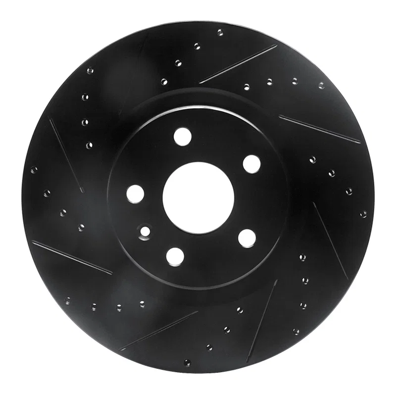R1 Concepts 633-46027L, R1 08-17 Cadillac CTS Front Left Drilled & Slotted Black Brake Rotor