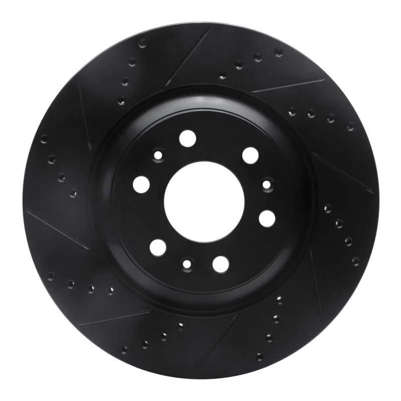 R1 Concepts 633-46043L, R1 04-09 Cadillac SRX Front Left Drilled & Slotted Black Brake Rotor