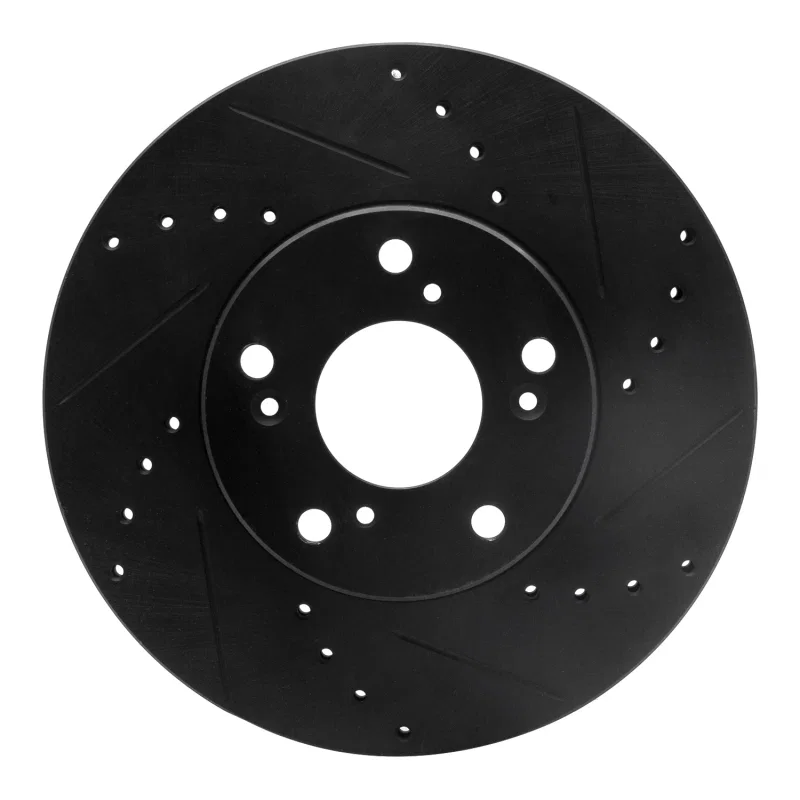 R1 Concepts 633-59042R, R1 06-15 Honda Civic Front Right Drilled & Slotted Black Brake Rotor
