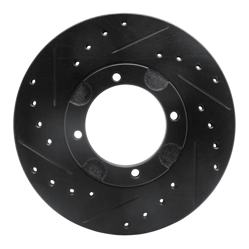 R1 Concepts 633-03005L, R1 87-99 Hyundai Scoupe Front Left Drilled & Slotted Black Brake Rotor