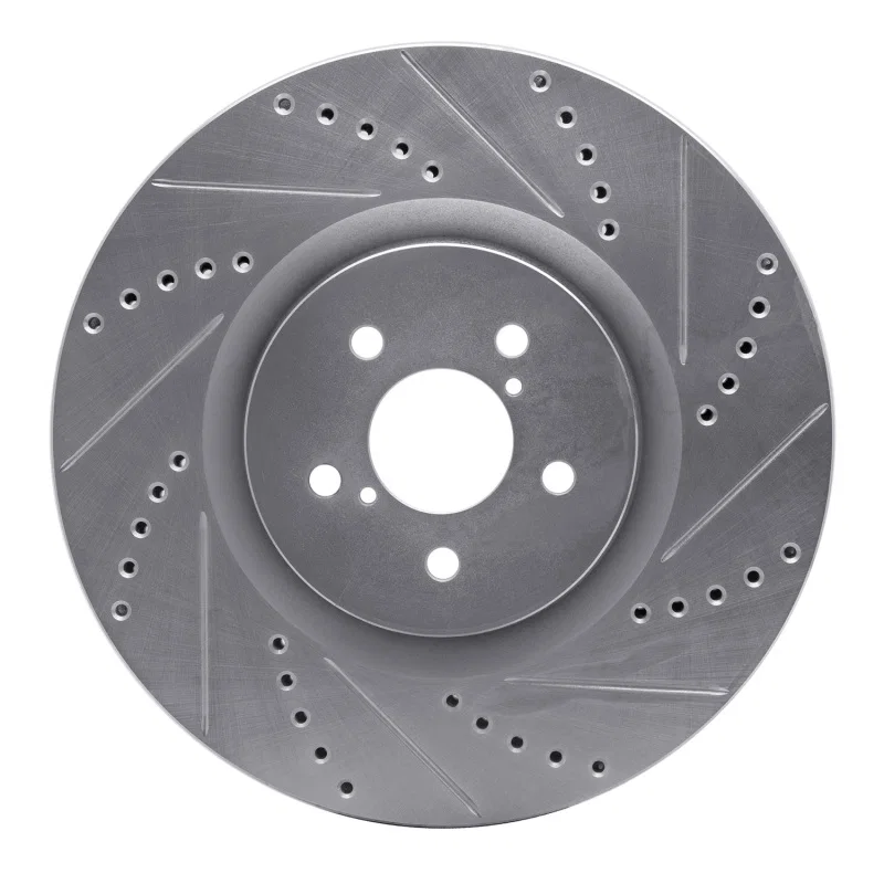 R1 Concepts 631-13014R, R1 03-25 Subaru BRZ Front Right Drilled & Slotted Silver Brake Rotor