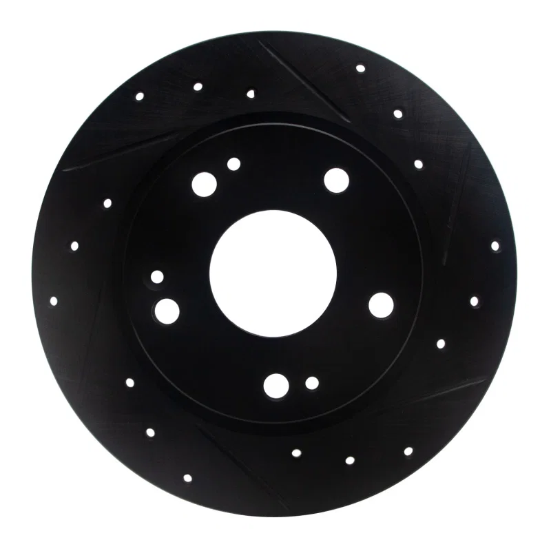 R1 Concepts 633-59059R, R1 2016-2025 Honda Civic Hatchback Rear Right Drilled & Slotted Black Brake Rotor