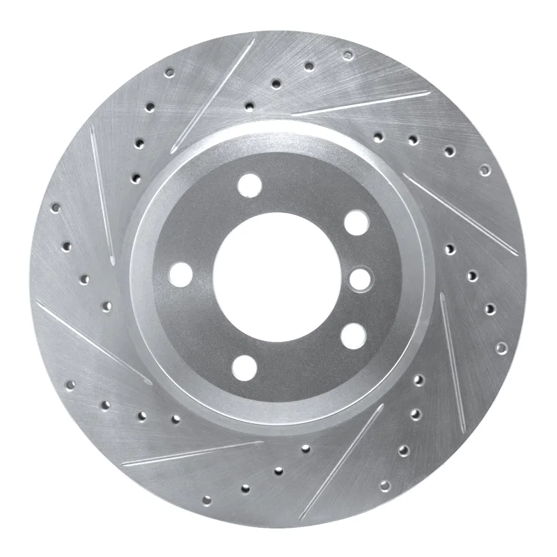 R1 Concepts 631-31048L, R1 01-08 BMW 330I Front Left Drilled & Slotted Silver Brake Rotor