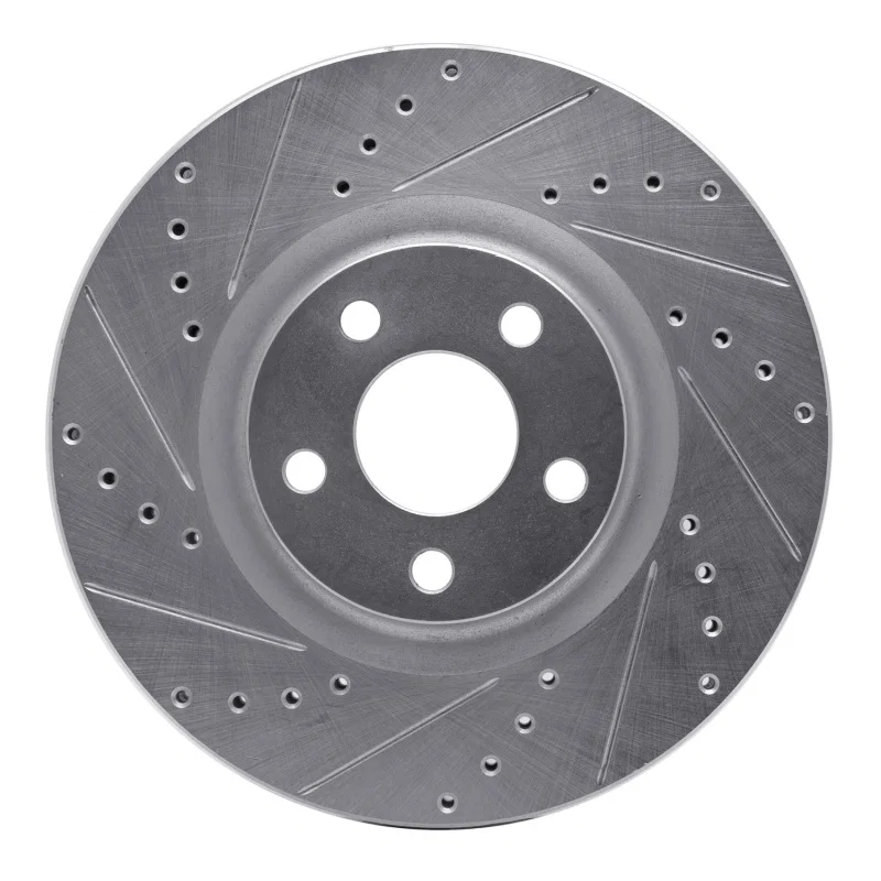 R1 Concepts 631-54095L, R1 15-20 Ford Edge Front Left Drilled & Slotted Silver Brake Rotor