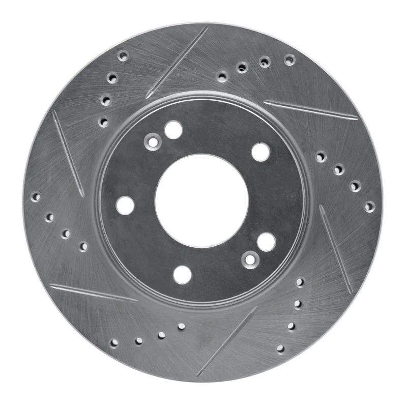 R1 Concepts 631-03043L, R1 01-05 Hyundai SANTA FE Front Left Drilled & Slotted Silver Brake Rotor