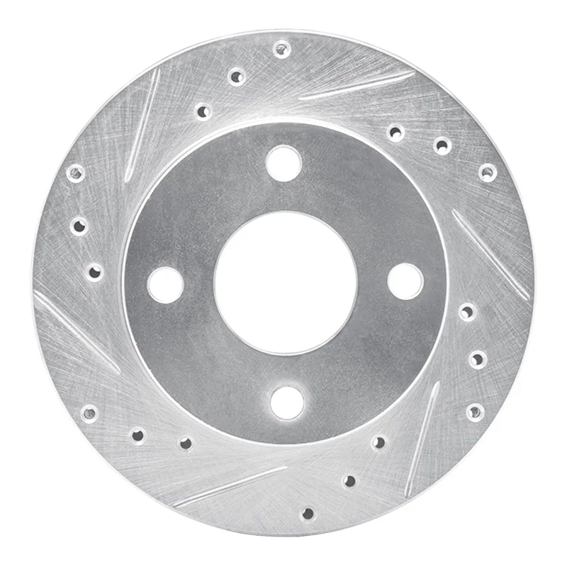 R1 Concepts 631-54007L, R1 81-94 Ford Escort Front Left Drilled & Slotted Silver Brake Rotor