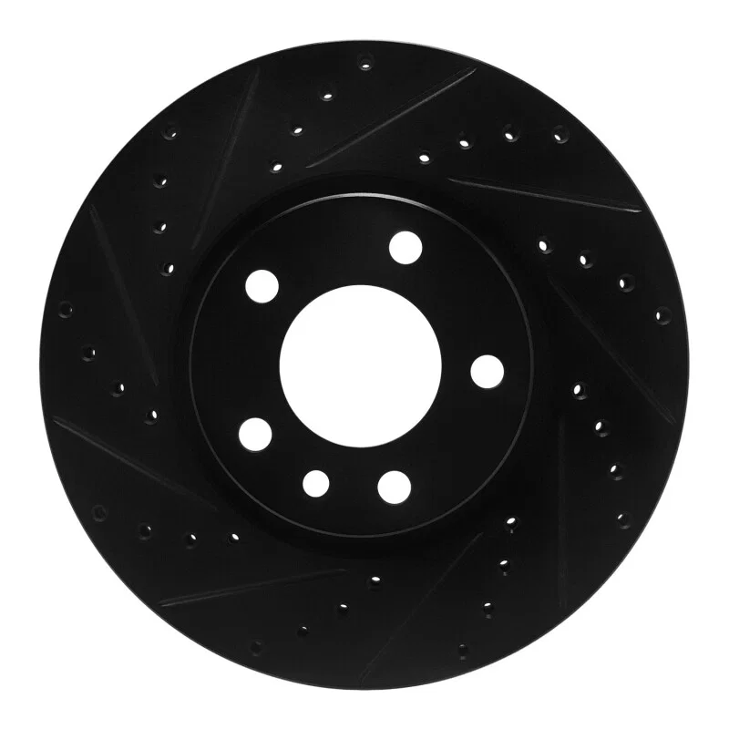 R1 Concepts 633-46000L, R1 97-01 Cadillac CATERA Front Left Drilled & Slotted Black Brake Rotor