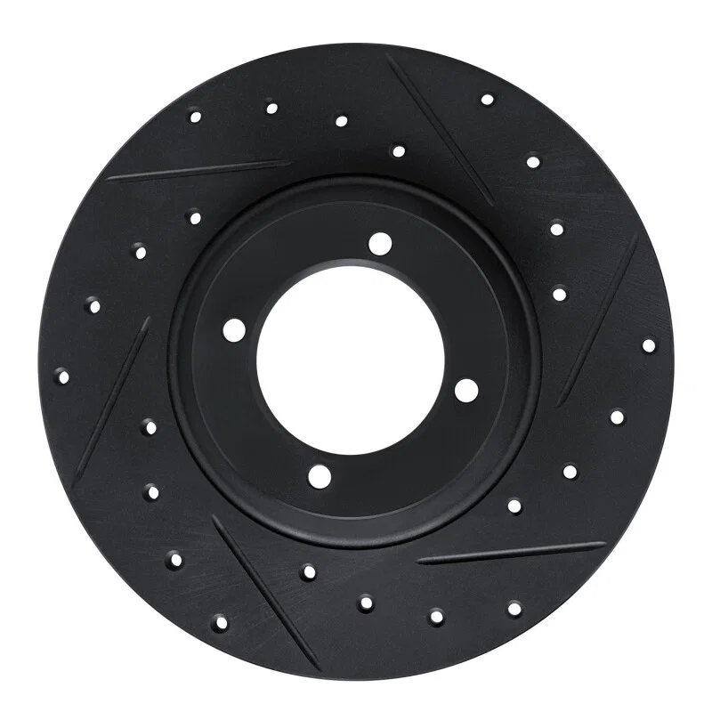 R1 Concepts 633-14000R, R1 61-76 Triumph TR250 Front Right Drilled & Slotted Black Brake Rotor