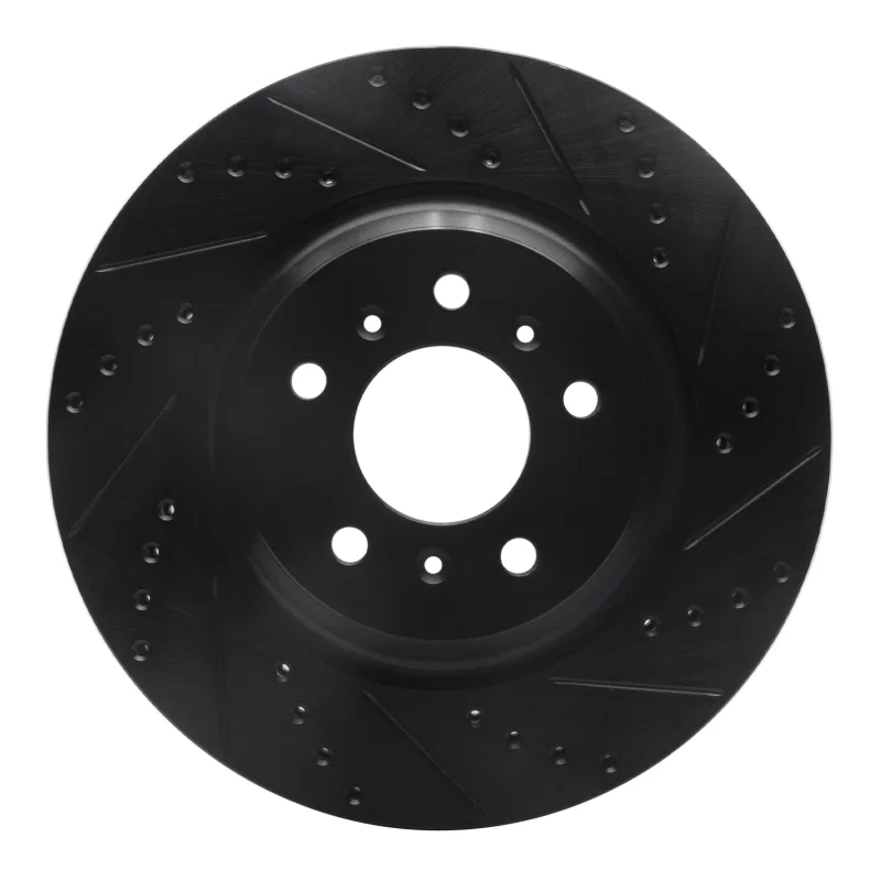 R1 Concepts 633-46022R, R1 06-16 Buick Lucerne Front Right Drilled & Slotted Black Brake Rotor