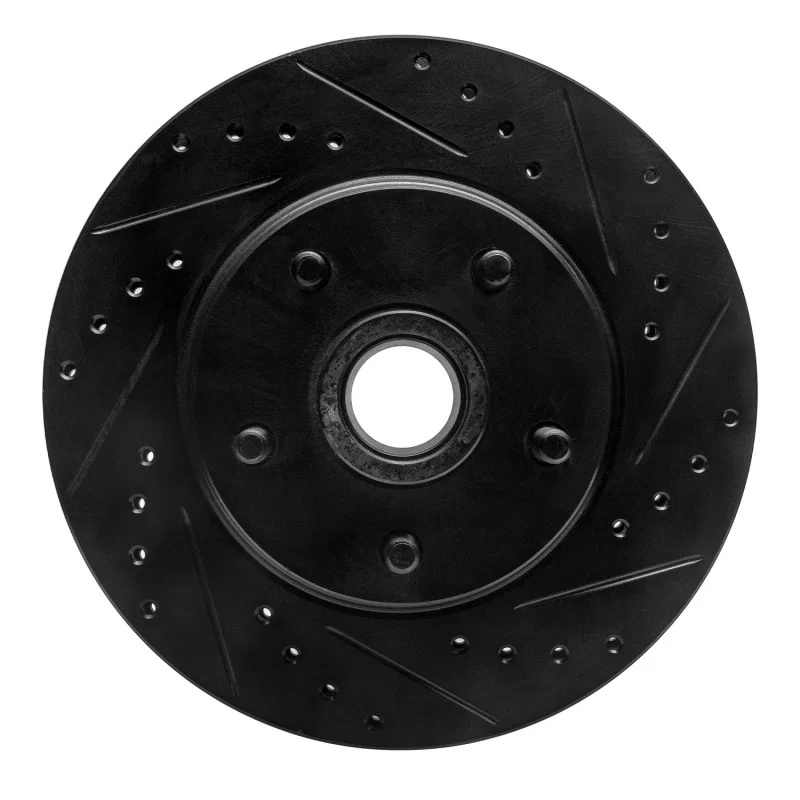 R1 Concepts 633-54008R, R1 68-73 Ford Mustang Front Right Drilled & Slotted Black Brake Rotor