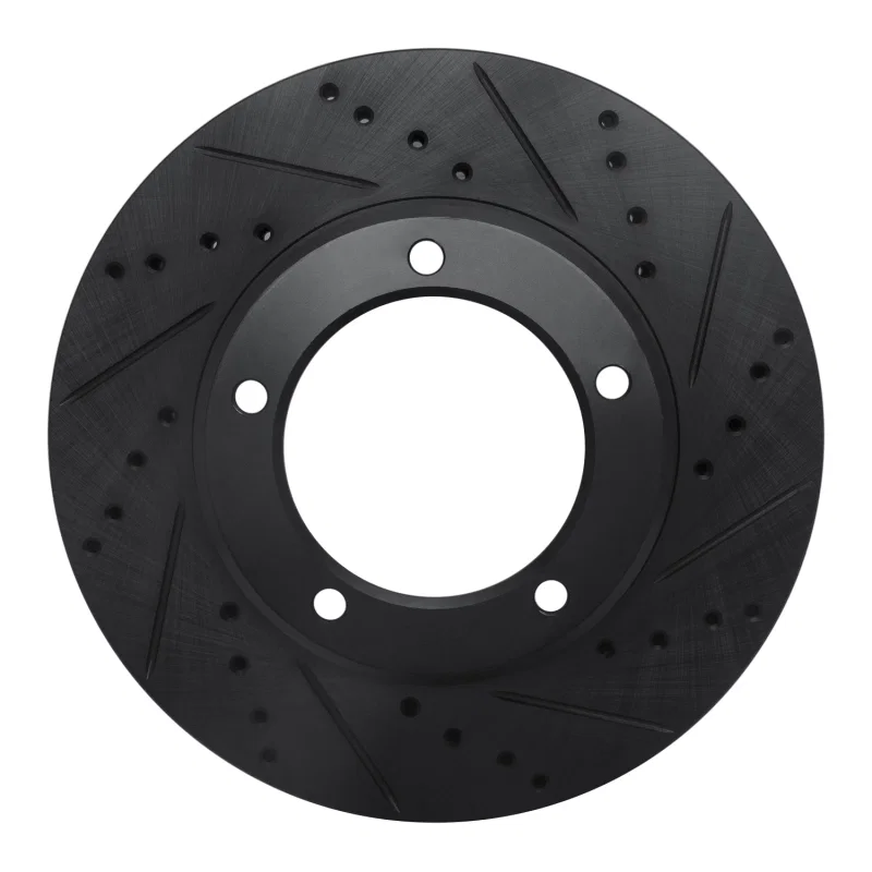 R1 Concepts 633-76112R, R1 98-07 Lexus LX470 Front Right Drilled & Slotted Black Brake Rotor