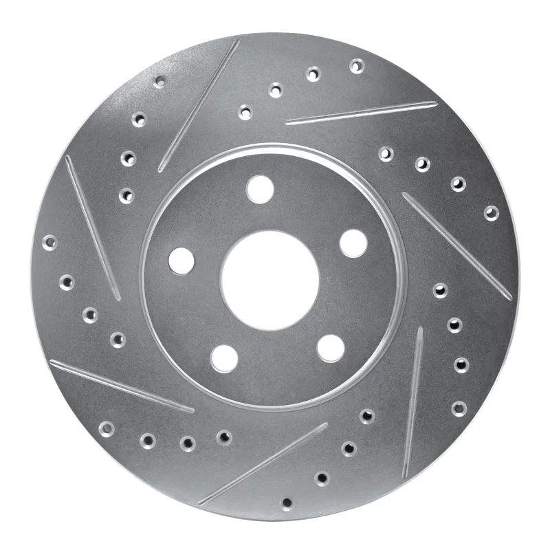 R1 Concepts 631-76042L, R1 87-91 Lexus ES250 Front Left Drilled & Slotted Silver Brake Rotor