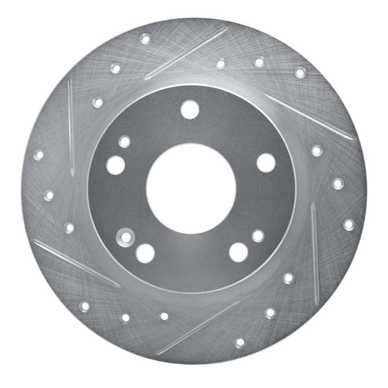 R1 Concepts 631-59059L, R1 16-25 Honda Civic Hatchback Rear Left Drilled & Slotted Silver Brake Rotor