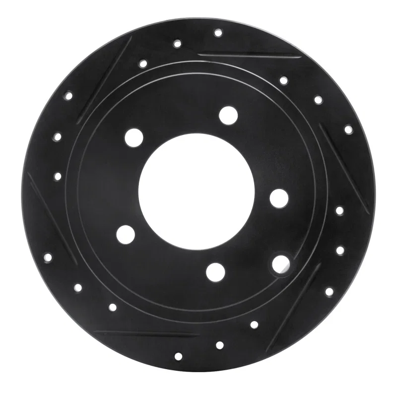 R1 Concepts 633-39022L, R1 07-17 Chrysler 200 Rear Left Drilled & Slotted Black Brake Rotor