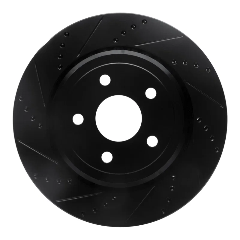 R1 Concepts 633-42008L, R1 2012-2025 Dodge Durango Rear Left Drilled & Slotted Black Brake Rotor