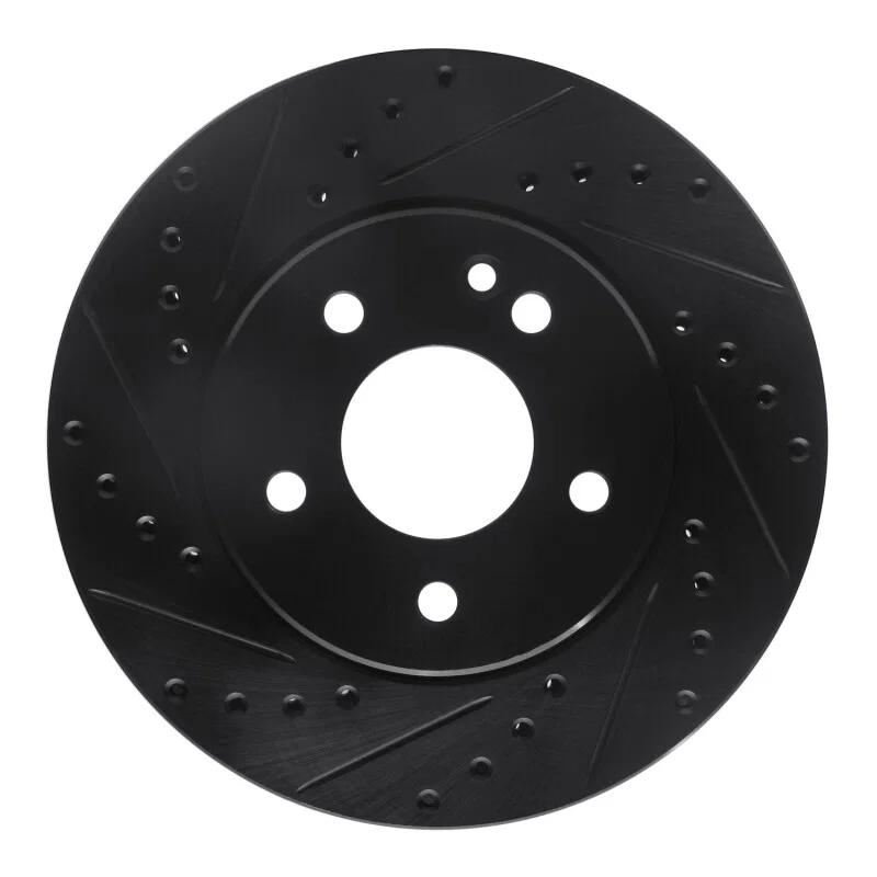 R1 Concepts 633-63000L, R1 94-97 Mercedes-Benz C280 Front Left Drilled & Slotted Black Brake Rotor