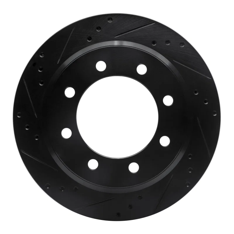 R1 Concepts 633-54208L, R1 08-25 Ford E-150 Rear Left Drilled & Slotted Black Brake Rotor
