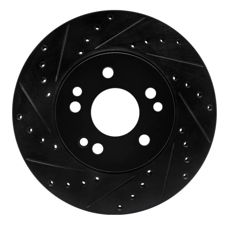 R1 Concepts 633-63020L, R1 90-95 Mercedes-Benz E320 Front Left Drilled & Slotted Black Brake Rotor