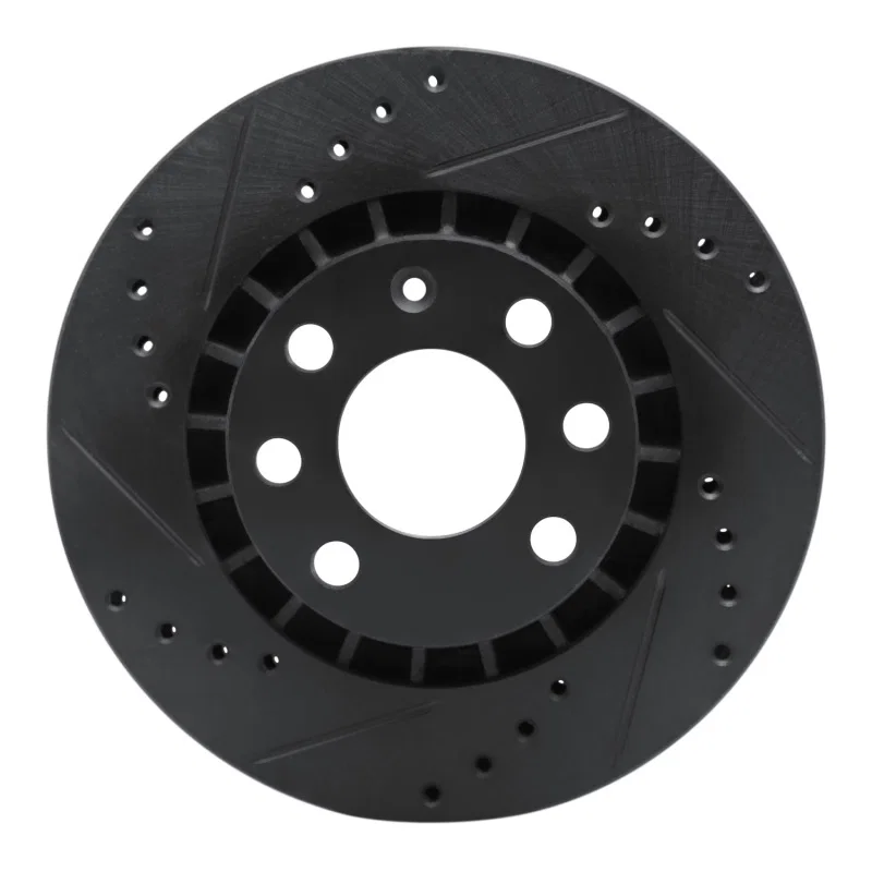 R1 Concepts 633-18000L, R1 88-02 Daewoo Lanos Front Left Drilled & Slotted Black Brake Rotor