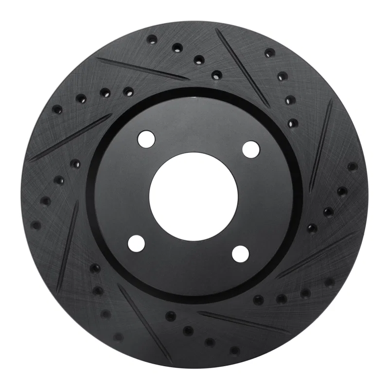 R1 Concepts 633-67056R, R1 07-14 Nissan Cube Front Right Drilled & Slotted Black Brake Rotor