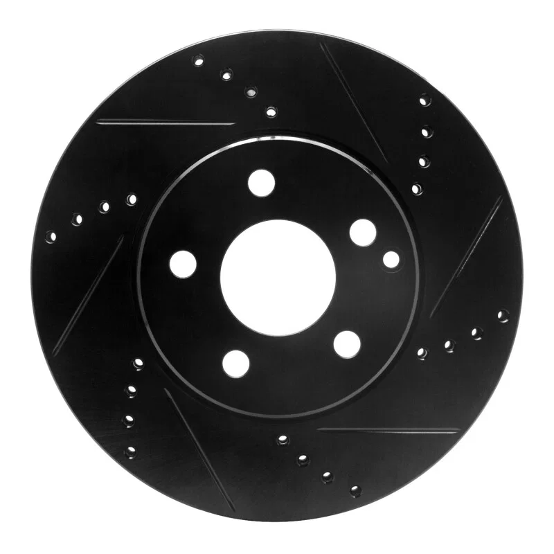 R1 Concepts 633-63050R, R1 03-09 Mercedes-Benz E350 Front Right Drilled & Slotted Black Brake Rotor