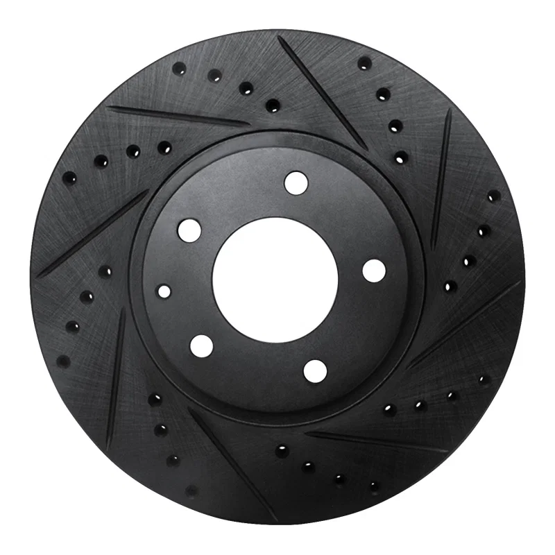 R1 Concepts 633-80035R, R1 01-02 Mazda Millenia Front Right Drilled & Slotted Black Brake Rotor