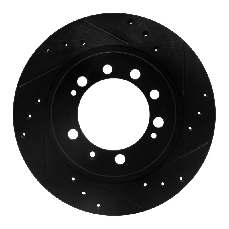 R1 Concepts 633-72005R, R1 83-89 Chrysler Conquest Rear Right Drilled & Slotted Black Brake Rotor