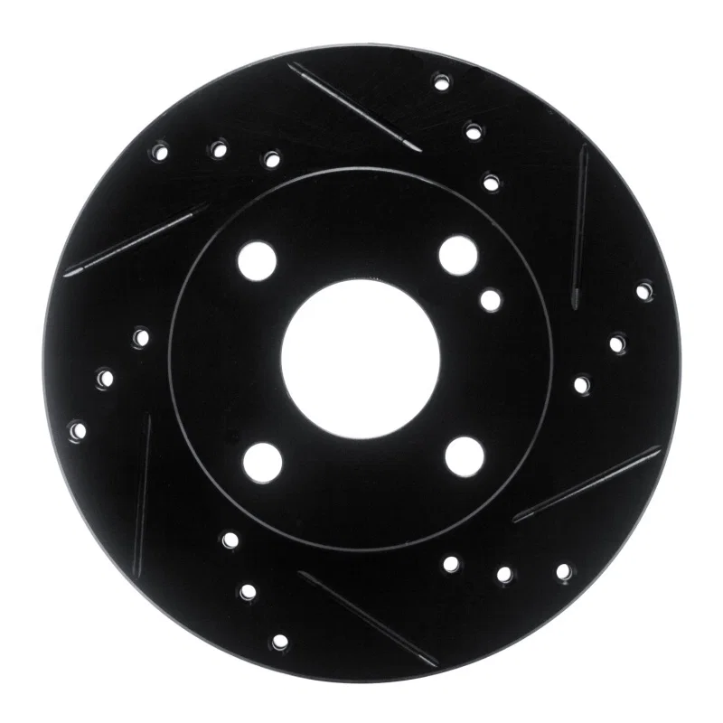 R1 Concepts 633-80022R, R1 90-93 Mazda Miata Front Right Drilled & Slotted Black Brake Rotor