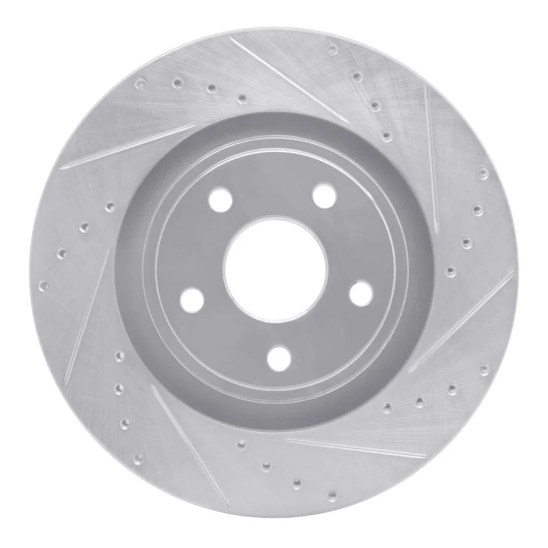 R1 Concepts 631-42002R, R1 06-10 Jeep Grand Cherokee Front Right Drilled & Slotted Silver Brake Rotor