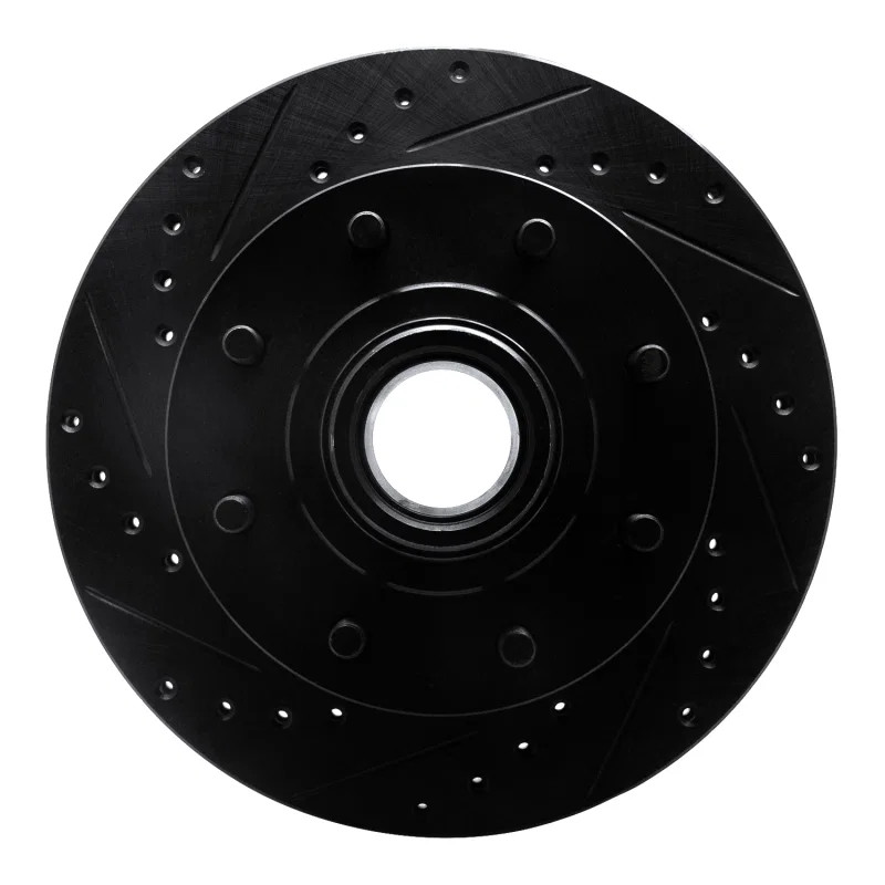 R1 Concepts 633-48023L, R1 92-02 Chevrolet G30 Front Left Drilled & Slotted Black Brake Rotor