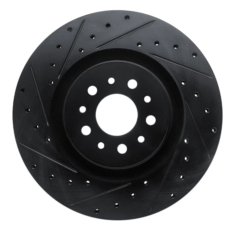 R1 Concepts 633-40049L, R1 15-22 Ram Promaster City Front Left Drilled & Slotted Black Brake Rotor