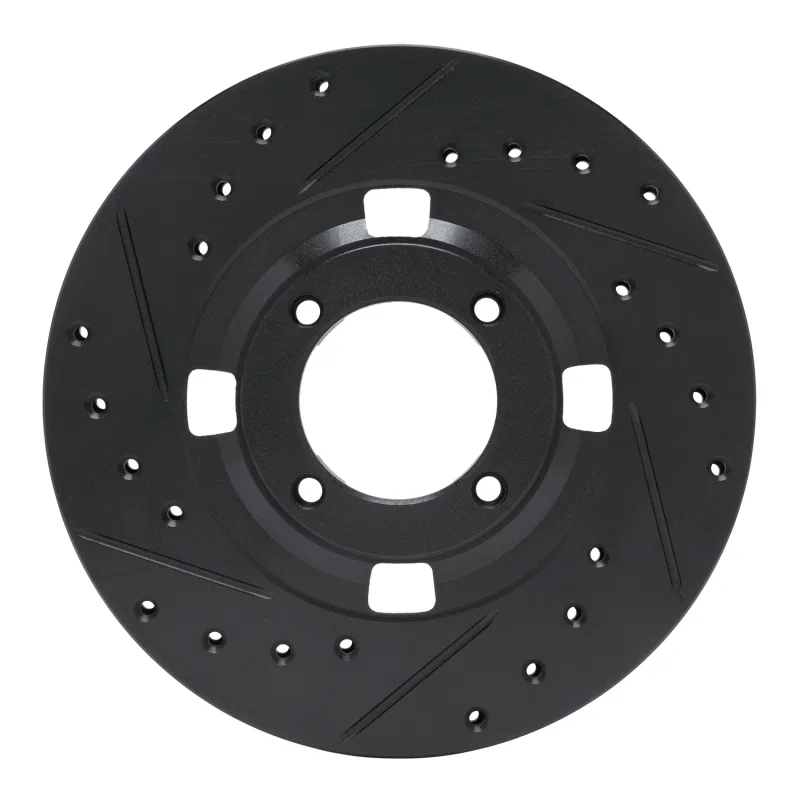 R1 Concepts 633-37001L, R1 83-89 Isuzu Impulse Front Left Drilled & Slotted Black Brake Rotor