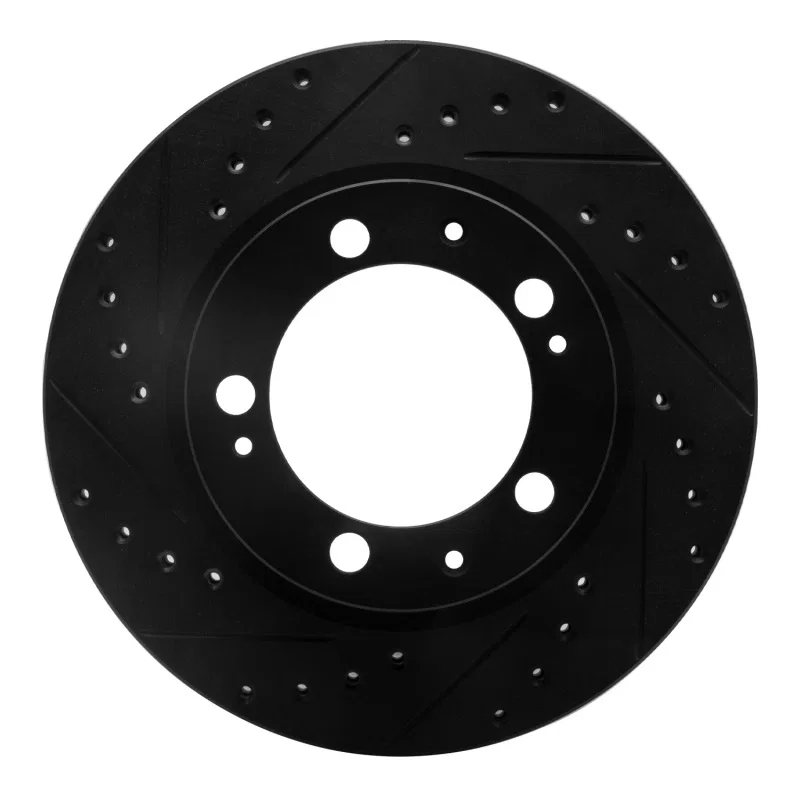 R1 Concepts 633-02023L, R1 89-97 Porsche 911 Front Left Drilled & Slotted Black Brake Rotor