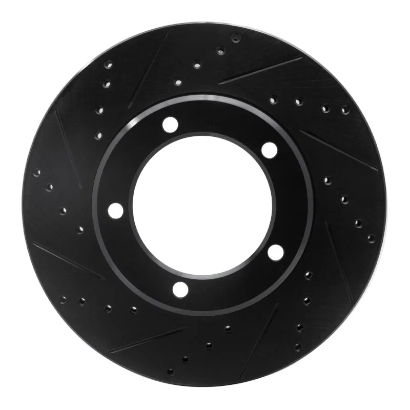 R1 Concepts 633-76112L, R1 98-07 Lexus LX470 Front Left Drilled & Slotted Black Brake Rotor