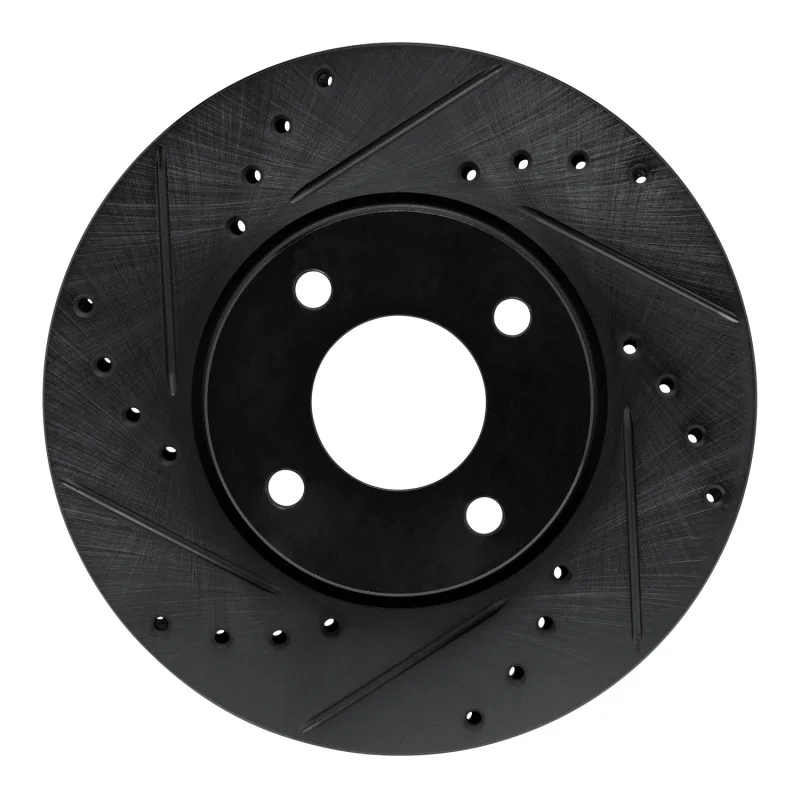 R1 Concepts 633-67112L, R1 17-25 Nissan Kicks Front Left Drilled & Slotted Black Brake Rotor