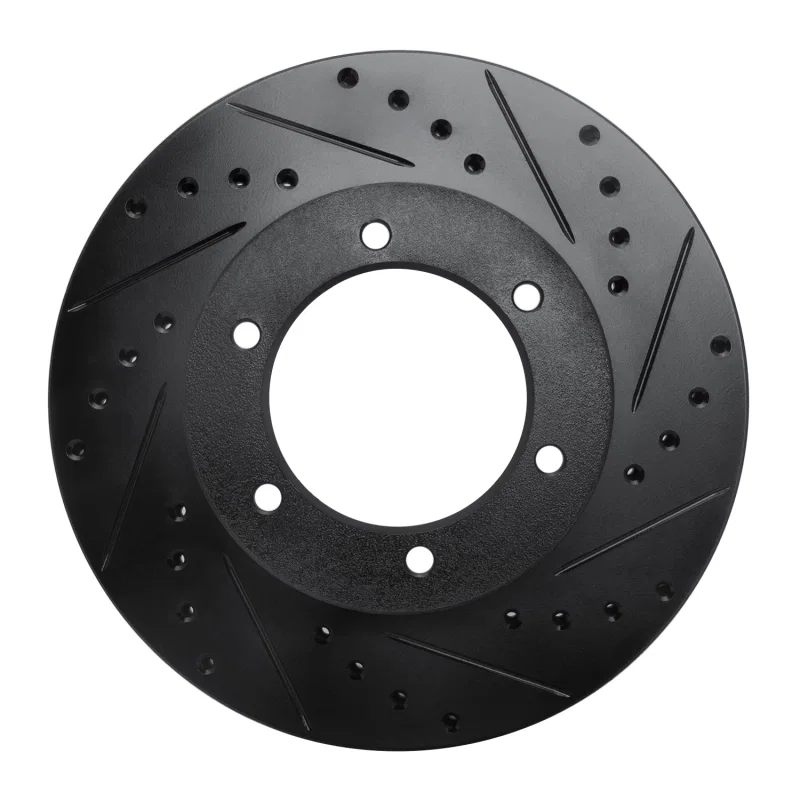 R1 Concepts 633-76115R, R1 91-98 Toyota 4Runner Front Right Drilled & Slotted Black Brake Rotor