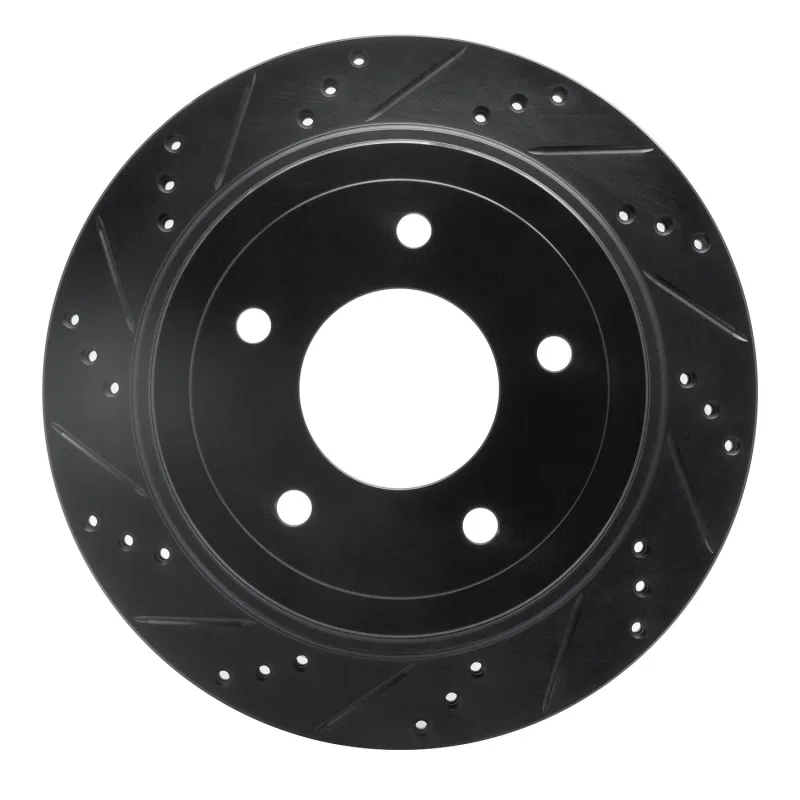 R1 Concepts 633-54192L, R1 04-06 Ford Econoline Rear Left Drilled & Slotted Black Brake Rotor