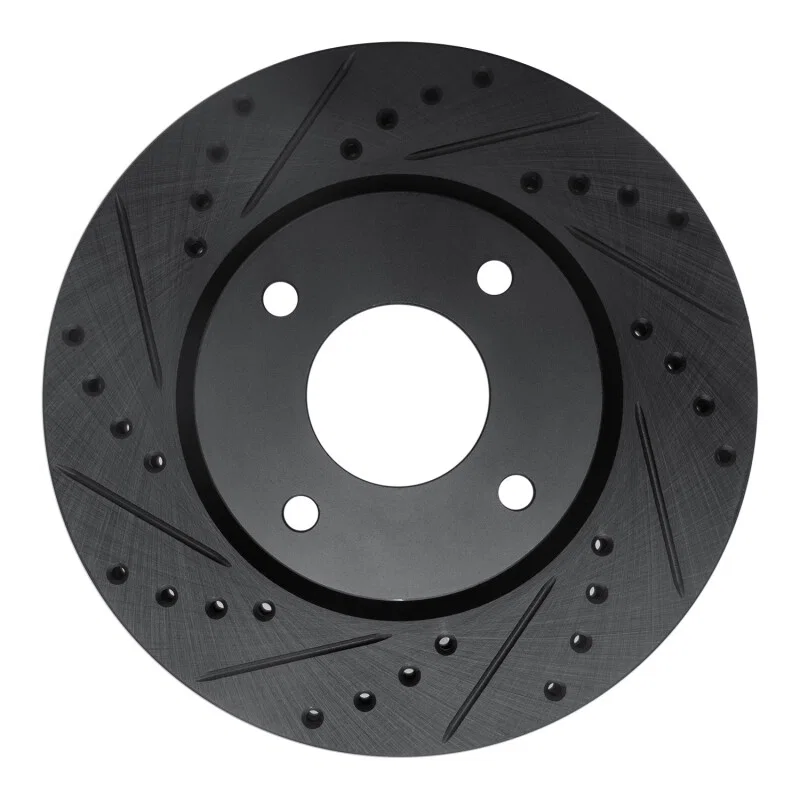 R1 Concepts 633-67056L, R1 07-14 Nissan Sentra Front Left Drilled & Slotted Black Brake Rotor