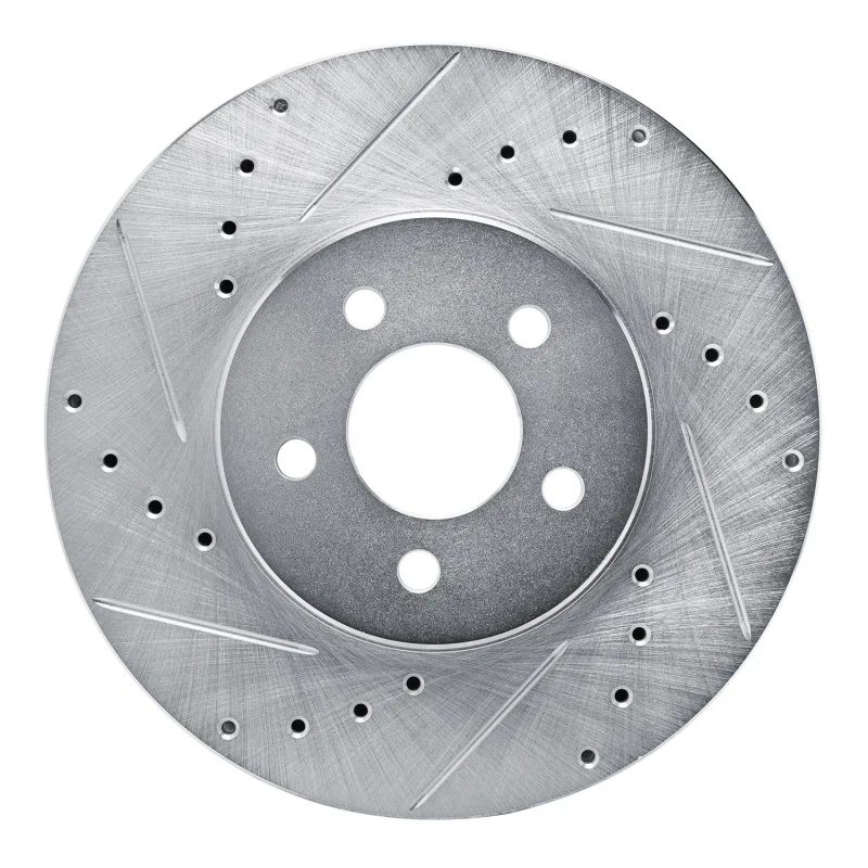 R1 Concepts 631-39004L, R1 89-95 Chrysler LeBaron Front Left Drilled & Slotted Silver Brake Rotor