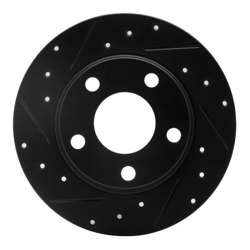 R1 Concepts 633-73022L, R1 99-05 Audi Allroad Rear Left Drilled & Slotted Black Brake Rotor