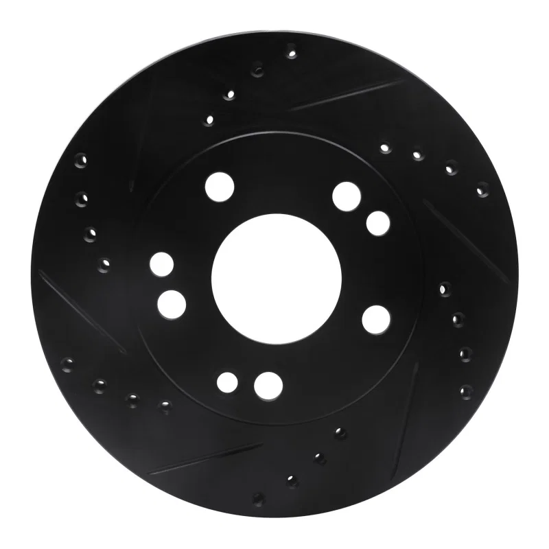R1 Concepts 633-63012L, R1 87-93 Mercedes-Benz 190E Front Left Drilled & Slotted Black Brake Rotor