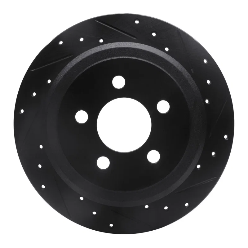 R1 Concepts 633-42019R, R1 07-12 Dodge Nitro Rear Right Drilled & Slotted Black Brake Rotor
