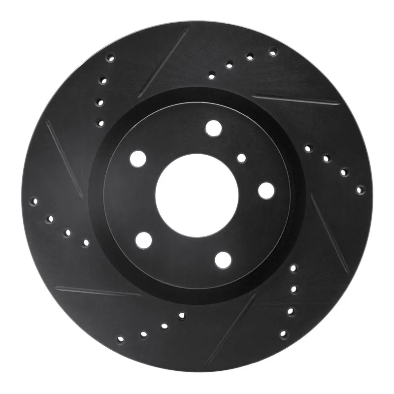 R1 Concepts 633-68007L, R1 03-05 Infiniti G35 Front Left Drilled & Slotted Black Brake Rotor