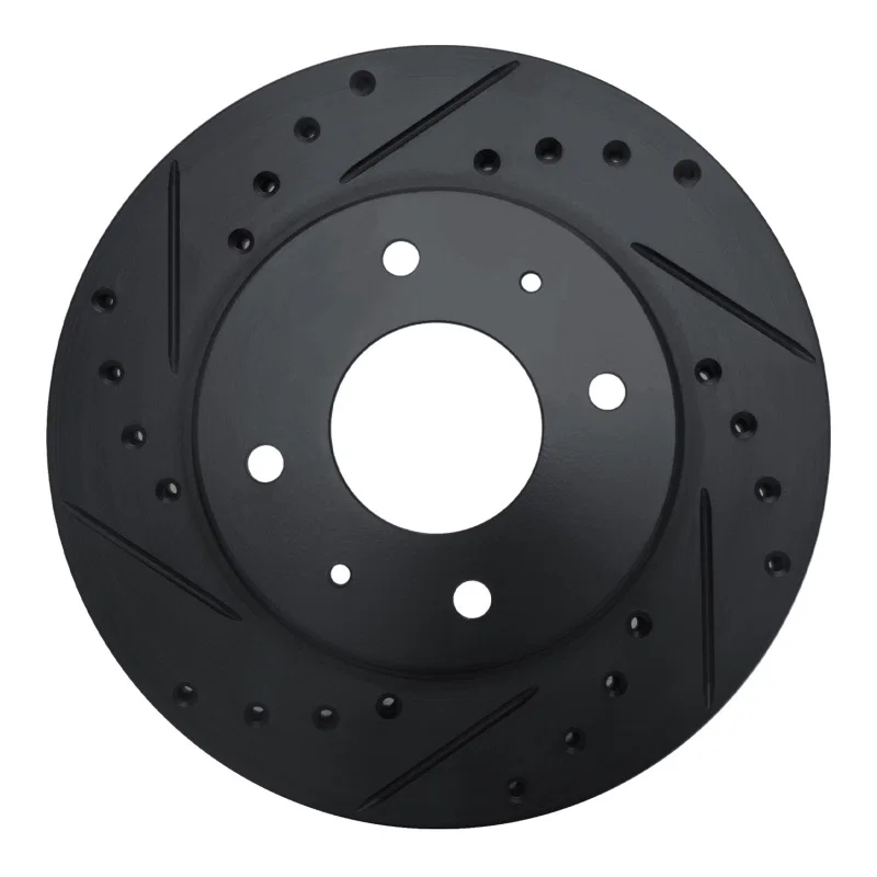 R1 Concepts 633-72006L, R1 85-91 Dodge 2000 GTX Front Left Drilled & Slotted Black Brake Rotor